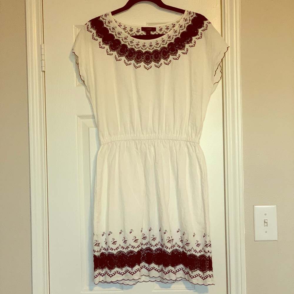 J. Crew Linen Navy and White Dress